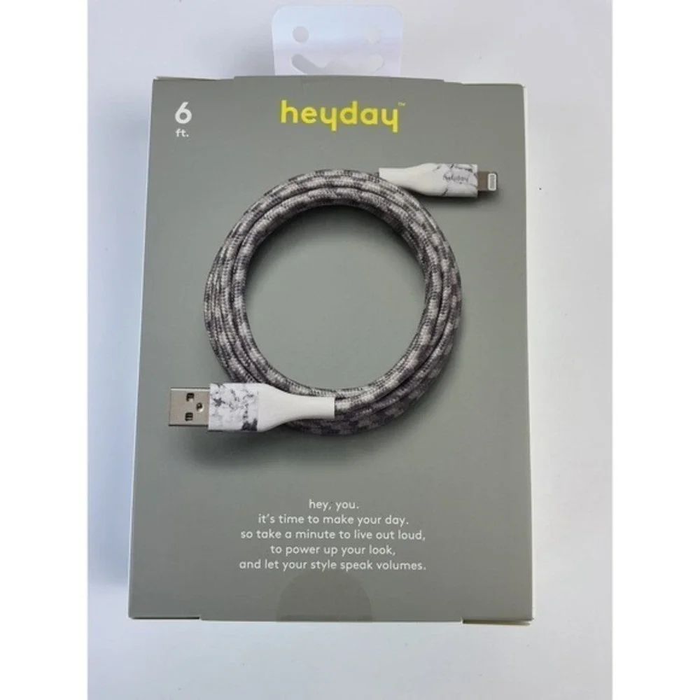 Heyday‎ Lightning to USB-A Charging Cables Lot 6ft Marble + 4ft Black – New
